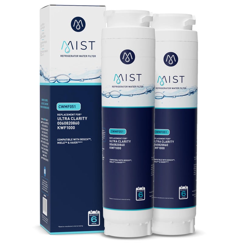 Mist Ultra Clarity Water Filter Replacement for Bosch, Refrigerator Water Filter compatible with 644845, 9000077104, 9000194412, Haier 0060820860, 0060218744, Miele KWF1000 (2 pack) - Image 1